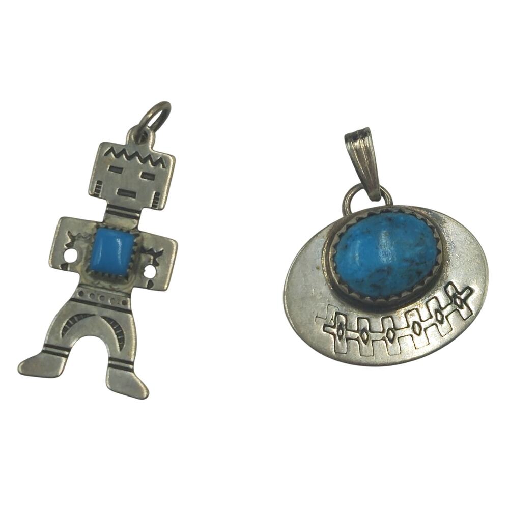 Pair of Southwesterm American Indian Charms or  Pendants One Signed